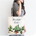 RealHomes Beautiful Cactus Desenli Dijital Baskılı Fermuarlı Kumaş Çanta Canta-2033, CANTA-2033