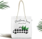 RealHomes Christmas Temalı Ekose Arabalı Modern Fermuarlı Kumaş Plaj Çantası, Canta-Ryl359