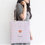 RealHomes Çocuk Çantası - Mavi Pembe Zigzaglı I Love Animal Desenli Kumaş Çanta, Canta-4592p