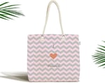 RealHomes Çocuk Çantası - Pembe Gri Zigzaglı I Love Animal Desenli Kumaş Çanta, Canta-4593