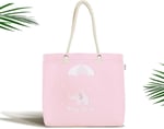 RealHomes Çocuk Çantası - Pembe Zeminde Uçan Fil Desenli Kumaş Çanta, Canta-4438p