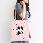 RealHomes Çocuk Çantası - Pembe Zeminde Little Star Yıldız Tasarımlı Kumaş Çanta, Canta-4481