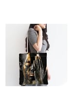 RealHomes Gold Afrika Woman Tasarımlı 3d Modern Fermuarlı Kumaş Çanta Canta-3339, CANTA-3339