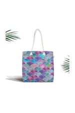 RealHomes Mavi Zeminde Yuvarlak Desenli Modern Fermuarlı Kumaş Çanta Canta-3161, CANTA-3161