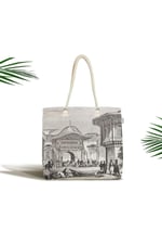 RealHomes Osmanlı Çarşı Temalı Modern Fermuarlı Plaj Çantası, Canta-5535