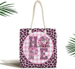 RealHomes Pembe Leopar Desenli Hope Tasarımlı Fermuarlı Kumaş Plaj Çantası, Canta-10515