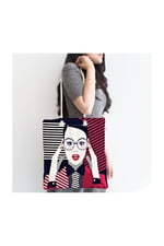 RealHomes Pop Art Mujer Elegante Tasarımlı Dijital Baskılı Fermuarlı Kumaş Çanta Canta-3360, CANTA-3360