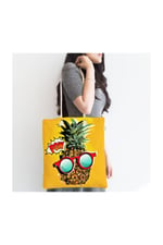 RealHomes Pop Art Temalı Ananas Özel Tasarım Fermuarlı Kumaş Çanta Canta-3178, CANTA-3178