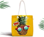 RealHomes Pop Art Temalı Ananas Özel Tasarım Fermuarlı Kumaş Çanta Canta-3178, CANTA-3178