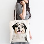 RealHomes Sevimli Köpek Desenli Dijital Baskılı Modern Fermuarlı Plaj Çantası, Canta-5653