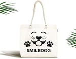 RealHomes Smiledog Motifli Dijital Baskılı Modern Fermuarlı Plaj Çantası, Canta-5671