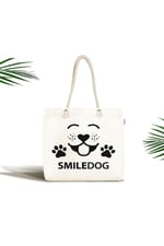 RealHomes Smiledog Motifli Dijital Baskılı Modern Fermuarlı Plaj Çantası, Canta-5671