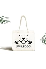 RealHomes Smiledog Motifli Dijital Baskılı Modern Fermuarlı Plaj Çantası, Canta-5671