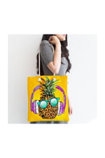 RealHomes Summer Ananas Tasarımlı Fermuarlı Modern Kumaş Çanta Canta-3168, CANTA-3168