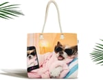 RealHomes Unisex Selfie Çekinen Köpek Modern Fermuarlı Plaj Çantası, Canta-5680