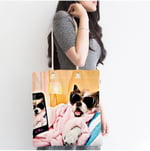 RealHomes Unisex Selfie Çekinen Köpek Modern Fermuarlı Plaj Çantası, Canta-5680