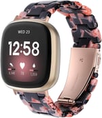 Reçine Bileklik Fitbit Versa 3 Bantlar/Fitbit Versa Sense Bantları ile Uyumlu, Kadın Erkek Hafif Bileklik Kayışı Paslanmaz Çelik Metal Tokalı