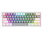 Redragon K617-RGB 16,8 Milyon RGB Aydınlatma, Red Switch Fizz%60 Q Türkçe Kablolu Mekanik Oyuncu Klavyesi Gri Beyaz