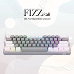 Redragon K617-RGB 16,8 Milyon RGB Aydınlatma, Red Switch Fizz%60 Q Türkçe Kablolu Mekanik Oyuncu Klavyesi Gri Beyaz