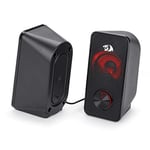Redragon Stereo Hoparlör 2.0 Stentor (GS500) 2 x 3 W Arka Aydınlatmalı Bilgisayar için, Kırmızı, USB üzerinden güç beslemesi ve 3,5 mm jak fişi, siyah