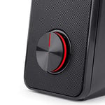 Redragon Stereo Hoparlör 2.0 Stentor (GS500) 2 x 3 W Arka Aydınlatmalı Bilgisayar için, Kırmızı, USB üzerinden güç beslemesi ve 3,5 mm jak fişi, siyah