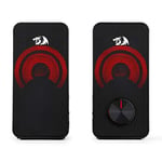 Redragon Stereo Hoparlör 2.0 Stentor (GS500) 2 x 3 W Arka Aydınlatmalı Bilgisayar için, Kırmızı, USB üzerinden güç beslemesi ve 3,5 mm jak fişi, siyah