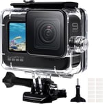 REDTRON GoPro Hero 9/10/11/12/13 için su geçirmez gövde, 60 m suya dayanıklı dalış kılıfı, hızlı montaj kıskaçlı ve buğulanma önleyici ek parça, Gopro 9/10/11/12/13 Black Action Camera için aksesuar