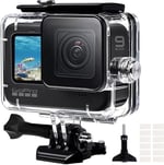 REDTRON GoPro Hero 9/10/11/12/13 için su geçirmez gövde, 60 m suya dayanıklı dalış kılıfı, hızlı montaj kıskaçlı ve buğulanma önleyici ek parça, Gopro 9/10/11/12/13 Black Action Camera için aksesuar
