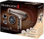 Remington Iyonlu Saç Kurutma Makinesi Keratin Protect , 2200 W, Yüksek Kaliteli Seramik Kaplı Izgara, Iki Şekillendirme Başlığı, Difüzör, Kahverengi Ac8002