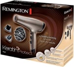 Remington Iyonlu Saç Kurutma Makinesi Keratin Protect , 2200 W, Yüksek Kaliteli Seramik Kaplı Izgara, Iki Şekillendirme Başlığı, Difüzör, Kahverengi Ac8002
