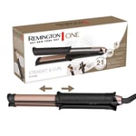 Remington ONE Saç Düzleştirici ve Kıvırıcı [2'si 1 arada] Esnek Seramik Uçlar (Düzleştirici, Kıvırma 32 mm ve Dalgalanma, Sıcaklık Kontrolü 150-230°C, Plaka Kilidi, Otomatik Kapanma) S6077