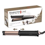 Remington ONE Saç Düzleştirici ve Kıvırıcı [2'si 1 arada] Esnek Seramik Uçlar (Düzleştirici, Kıvırma 32 mm ve Dalgalanma, Sıcaklık Kontrolü 150-230°C, Plaka Kilidi, Otomatik Kapanma) S6077
