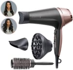 Remington Saç Kurutma Makinesi Curl & Straight, 3 Şekillendirme Aparatı Dahil, Konik Şekilli, Kıvırcık Saç Şekillendirme Başlığı, Difüzör, 45 Mm Yuvarlak Fırça, Bukleler Ve Dalgalar, 2200W D5706