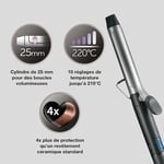 Remington Saç Maşası Pro Soft Curl , Yumuşak, Doğal Bukleler için 25 mm, 4 Kat Koruma, Antistatik Seramik Turmalin Kaplama, Dijital Ekran, 10 Sıcaklık Ayarı, Gümüş / Gri Ci6525