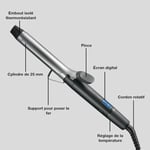 Remington Saç Maşası Pro Soft Curl , Yumuşak, Doğal Bukleler için 25 mm, 4 Kat Koruma, Antistatik Seramik Turmalin Kaplama, Dijital Ekran, 10 Sıcaklık Ayarı, Gümüş / Gri Ci6525