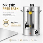 Remta R13 Standart Çay Makinesi, 120 Bardak, Gümüş Rengi, 2000 W, Paslanmaz Çelik Tüp Rezistans