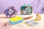 Renkli Kedi Desenli Beslenme Kutusu - 700 ml 3 Bölmeli Taşıma Kulplu Çocuk Beslenme Kabı PP (Pembe)