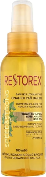 Restorex Speed & Strong Argan Yağlı Saç Bakım Yağı – Isı Koruyucu, Onarıcı Etki, Parlaklık ve Yumuşaklık Sağlayan Serum, 100 ml
