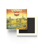 Retro Avusturya Viyana Şehri Temalı Vintage Buzdolap Magneti – 9x9 cm