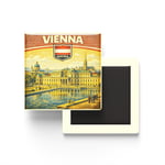 Retro Avusturya Viyana Şehri Temalı Vintage Buzdolap Magneti – 9x9 cm