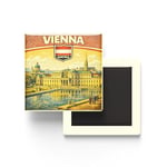 Retro Avusturya Viyana Şehri Temalı Vintage Buzdolap Magneti – 9x9 cm