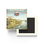 Retro Slovakya Bratislava Şehri Temalı Vintage Buzdolap Magneti – 9x9 cm