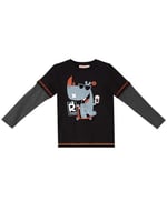 Rhino Erkek Çocuk Siyah T-shirt Eşofman Altı Takım
