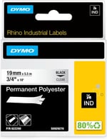 RhinoPRO SabitPolyester Şerit 19mmx5,5m Beyaz/Siyah - Seçenekler: 0.375