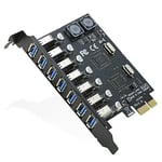 RIITOP USB 3.0 PCI-e Genişletme Kartı 7 Bağlantı Noktası, PCI-e x1 - USB 3.0 HUB Adaptörü 5Gbps (Güç Gerekmez)
