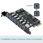 RIITOP USB 3.0 PCI-e Genişletme Kartı 7 Bağlantı Noktası, PCI-e x1 - USB 3.0 HUB Adaptörü 5Gbps (Güç Gerekmez)