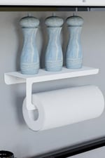 Risingmaber Dekoratif Beyaz Metal Baharatlık Raflı Havluluk&Havlu Tutucu&Kağıt Havluluk MT45B