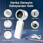 ROBEVE Blic BWFN22 Turbo El Vantilatörü Mini Fan Vantilatör Katlanabilir 3’ü 1 Arada Taşınabilir Fan 5 Kademeli LED Ekranlı USB-C Şarjlı Mini Vantilatör Boyun Askılı Masaüstü Kullanım (Beyaz)