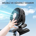 ROBEVE Şarjlı USB Mini Klipsli Vantilatör Fan - 3 Kademeli - 360° Hareketli - Bebek Arabası, Ofis, Masaüstü, Kamp Kullanımı İçin Uygun - Sessiz ve Taşınabilir - Asorti Renk