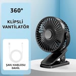 ROBEVE Şarjlı USB Mini Klipsli Vantilatör Fan - 3 Kademeli - 360° Hareketli - Bebek Arabası, Ofis, Masaüstü, Kamp Kullanımı İçin Uygun - Sessiz ve Taşınabilir - Asorti Renk
